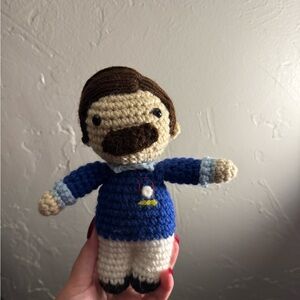 Handmade Crochet Doll in Blue Outfit